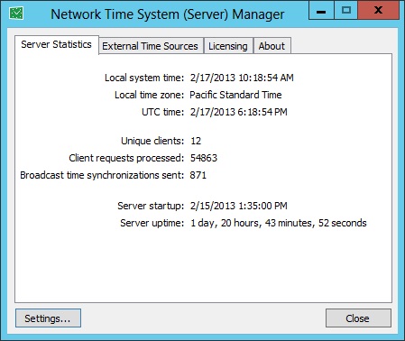 Screenshot of Network Time System